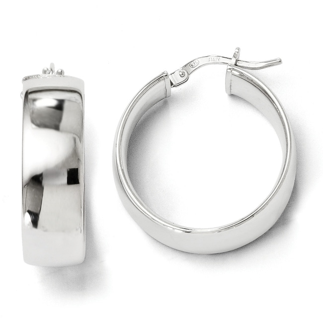 Italian Sterling Silver Polished Hinged Hoop Earrings